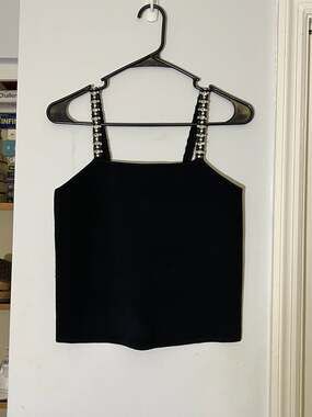 House of Harlow 1960 Black Rhinestone Strap Tank Top Size M